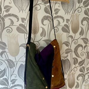 Patchwork Multicolor Suede Shoulder Bag